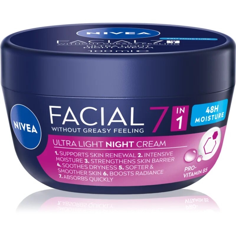 Nivea Facial Night könnyű éjszakai krém 7 in 1 100 ml