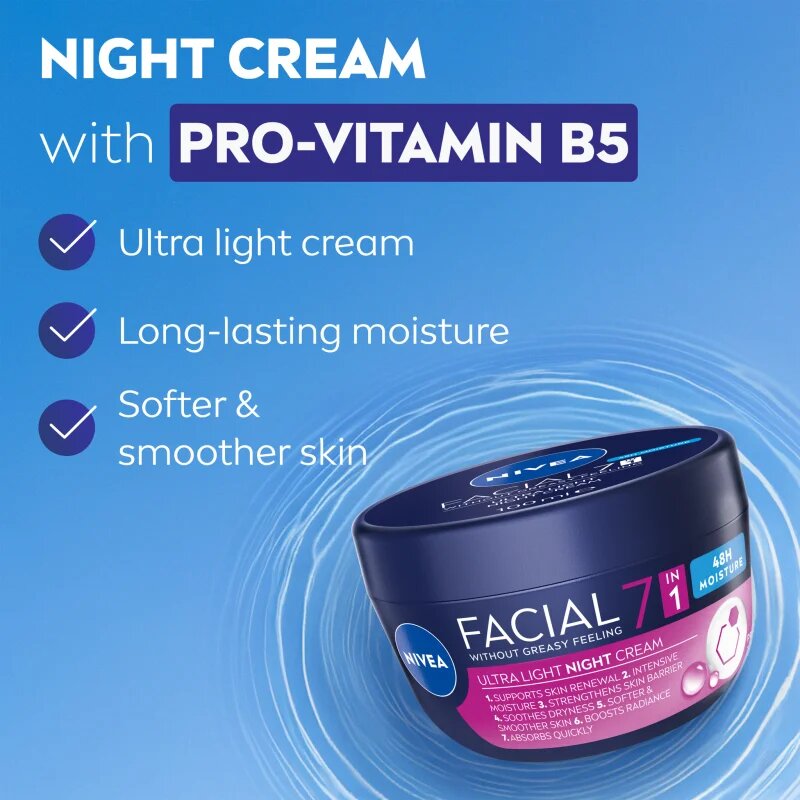 Nivea Facial Night könnyű éjszakai krém 7 in 1 100 ml