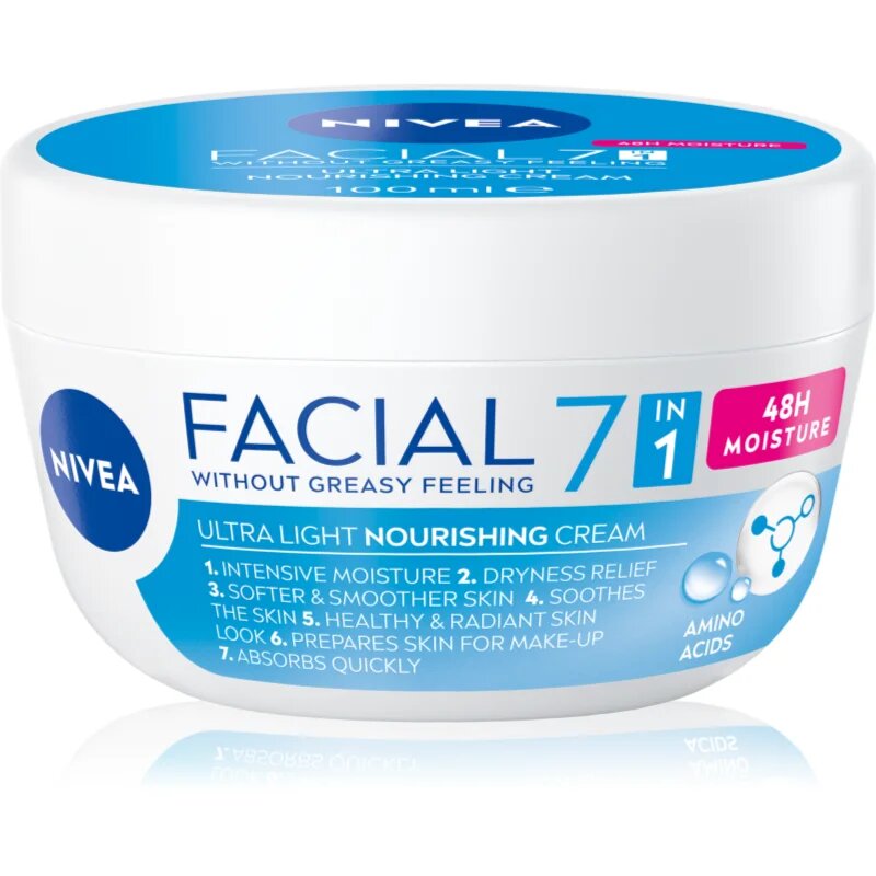 Nivea Facial Nourishing könnyű krém a táplálásért és hidratálásért 7 az 1-ben 100 ml