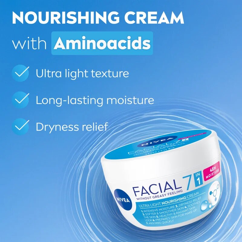 Nivea Facial Nourishing könnyű krém a táplálásért és hidratálásért 7 az 1-ben 100 ml