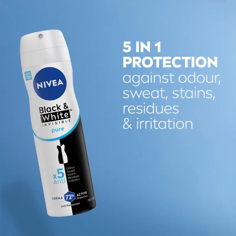 Nivea Invisible Black & White Pure izzadásgátló dezodor a fehér és sárga foltok ellen 150 ml
