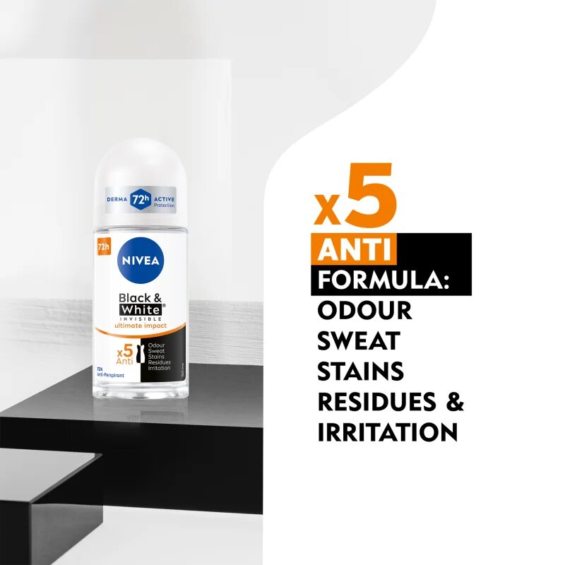 Nivea Invisible Black & White Ultimate Impact golyós izzadásgátló hölgyeknek 50 ml
