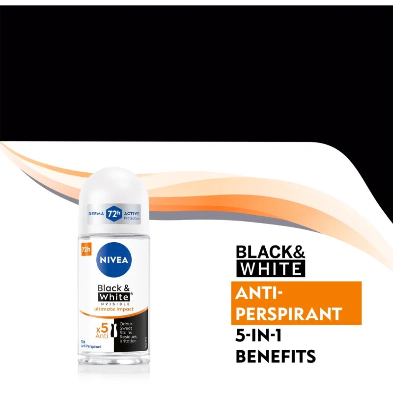 Nivea Invisible Black & White Ultimate Impact golyós izzadásgátló hölgyeknek 50 ml