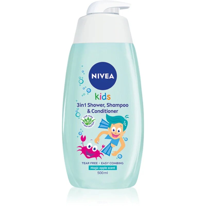 Nivea Kids Magic Apple gyengéd tusoló gél és sampon gyermekeknek 3 az 1-ben 500 ml