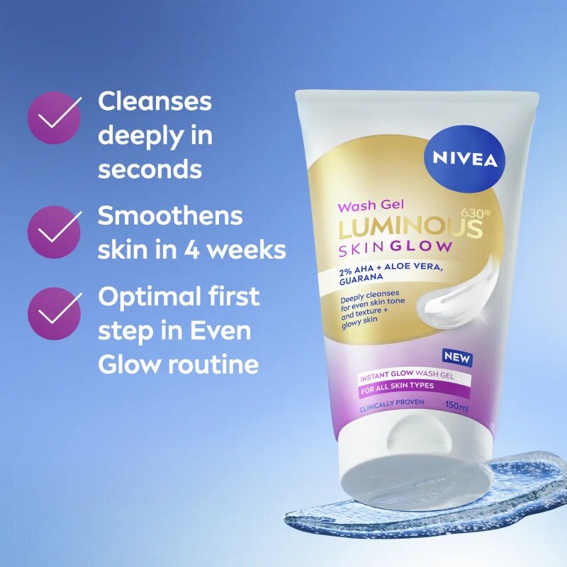 Nivea Luminous Skin Glow tisztító gél az arcbőrre az élénk bőrért 150 ml