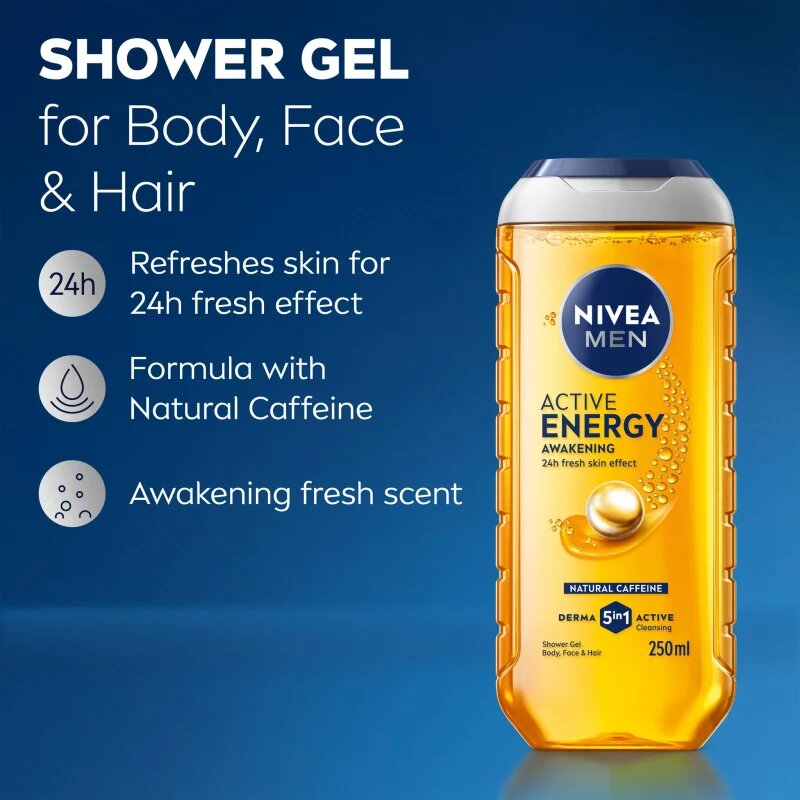 Nivea MEN Active Energy fürdőgél férfiaknak 250 ml