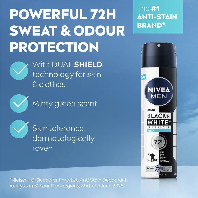 Nivea MEN Black & White Fresh izzadásgátló spray 200 ml