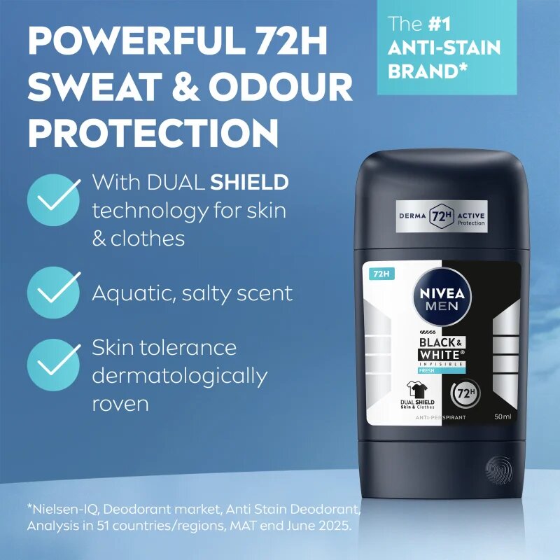 Nivea MEN Black & White Invisible Fresh izzadásgátló stift uraknak 50 ml