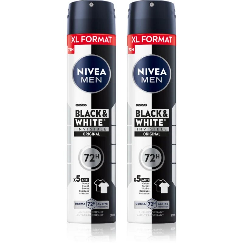 Nivea MEN Black & White Invisible Original izzadásgátló spray takarékos kiszerelés
