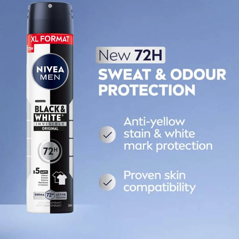 Nivea MEN Black & White Invisible Original izzadásgátló spray takarékos kiszerelés