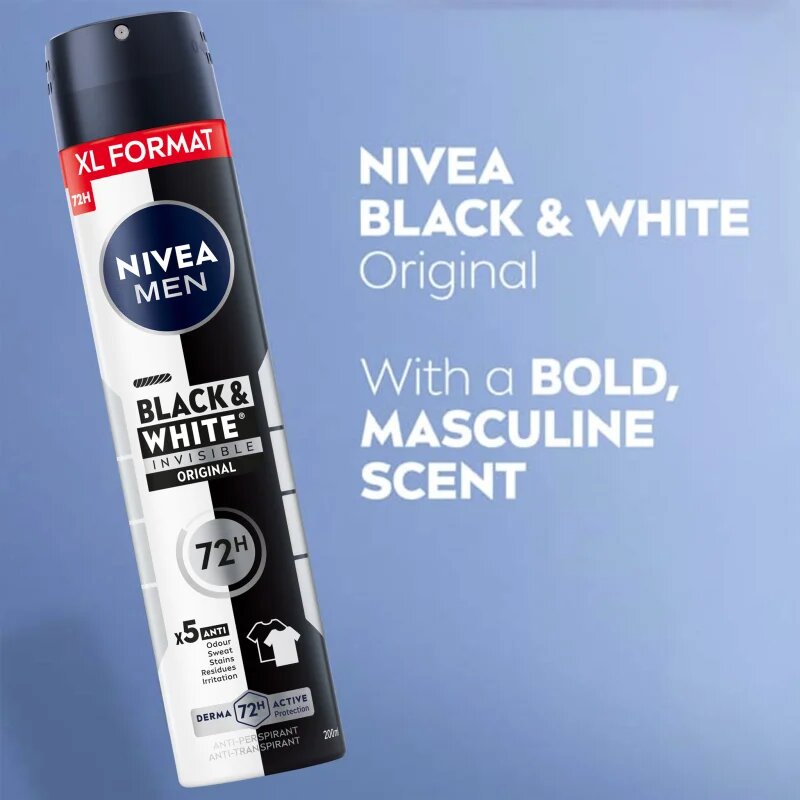 Nivea MEN Black & White Invisible Original izzadásgátló spray takarékos kiszerelés