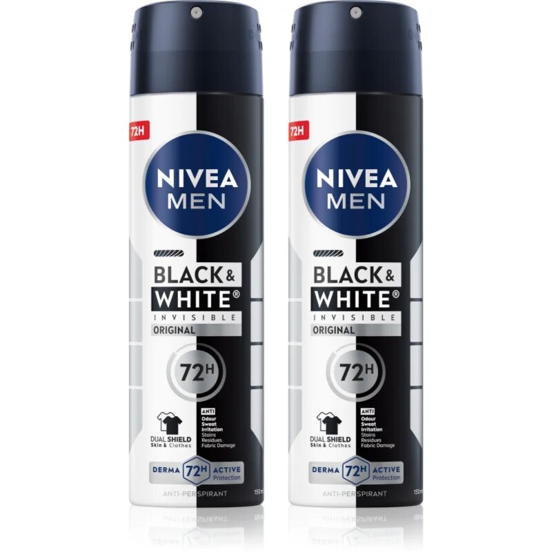 Nivea MEN Black & White Invisible Original izzadásgátló spray takarékos kiszerelés