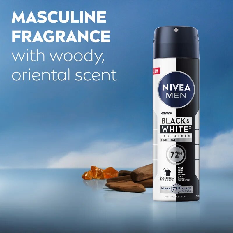 Nivea Men Black & White Invisible Original izzadásgátló spray uraknak 200 ml