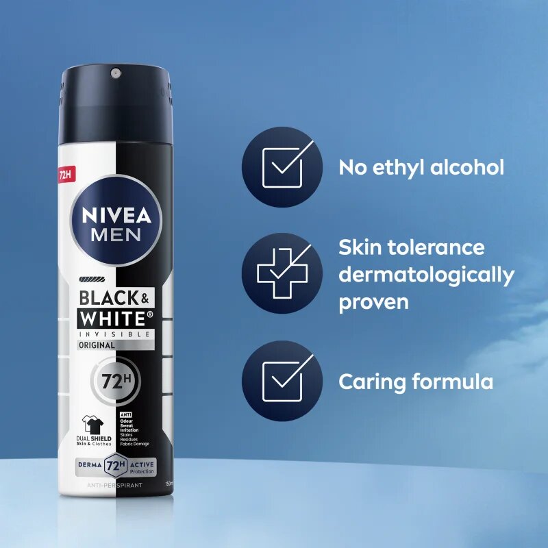 Nivea Men Black & White Invisible Original izzadásgátló spray uraknak 200 ml