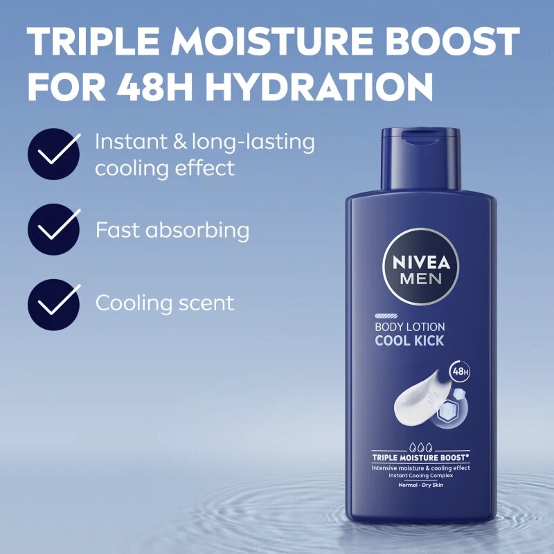 Nivea MEN Cool Kick hidratáló testápoló tej 400 ml