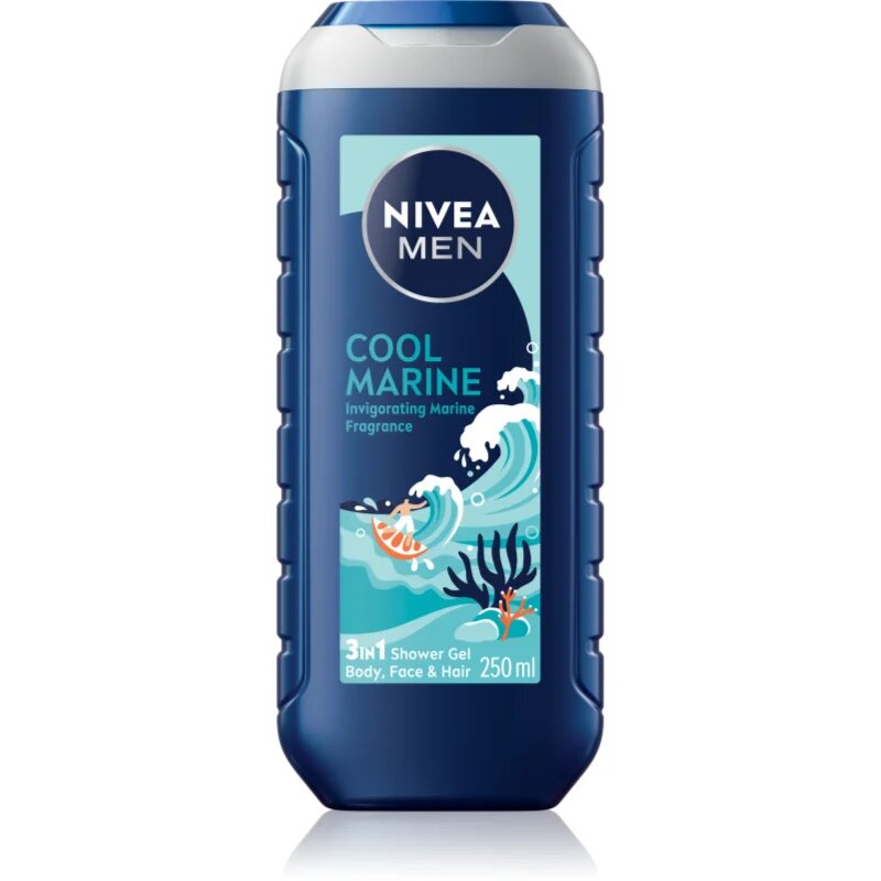 Nivea MEN Cool Marine tusfürdő gél testre és hajra 250 ml