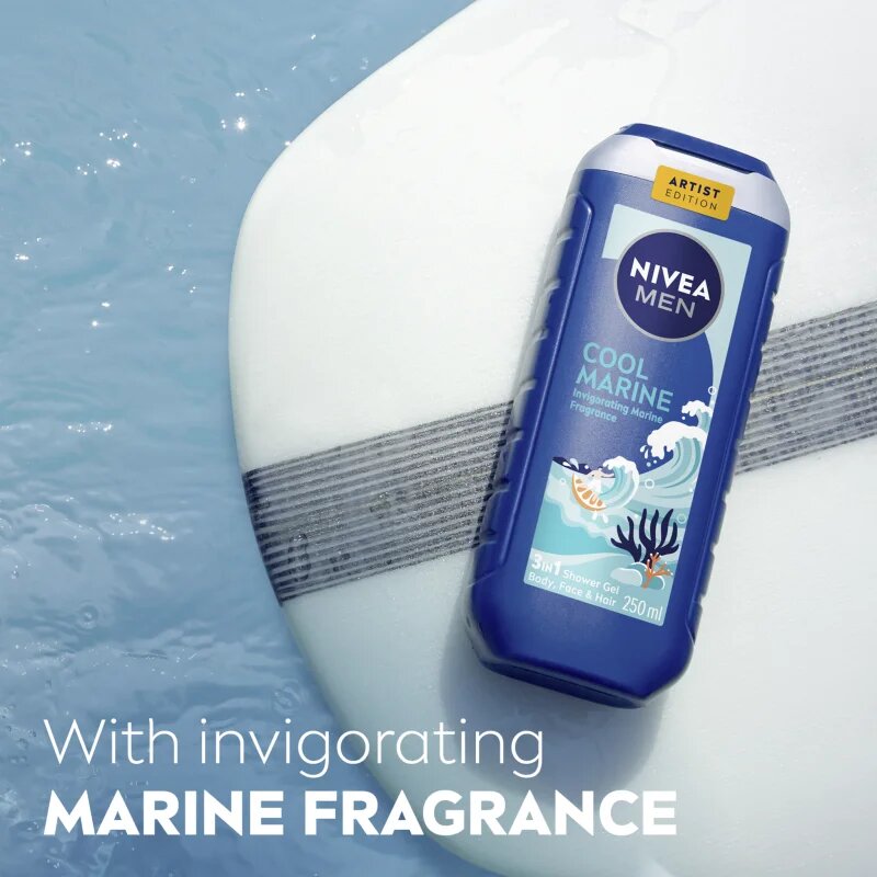 Nivea MEN Cool Marine tusfürdő gél testre és hajra 250 ml