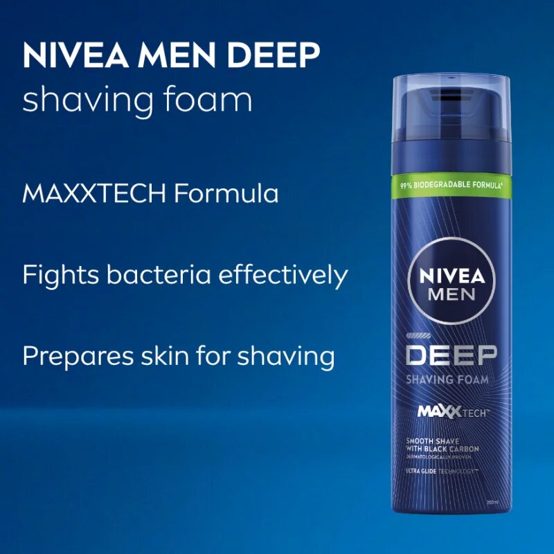 Nivea MEN Deep borotválkozási hab uraknak 200 ml