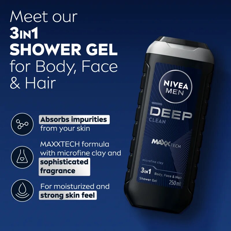 Nivea MEN Deep fürdőgél férfiaknak 250 ml