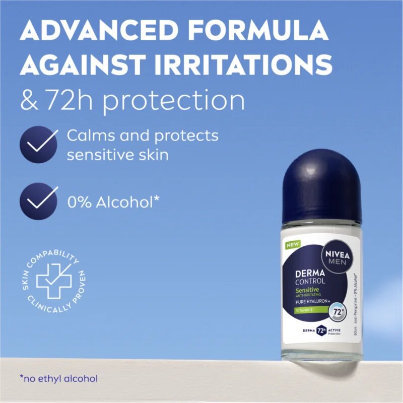 Nivea MEN Derma Control Sensitive golyós izzadásgátló az érzékeny bőrre 50 ml