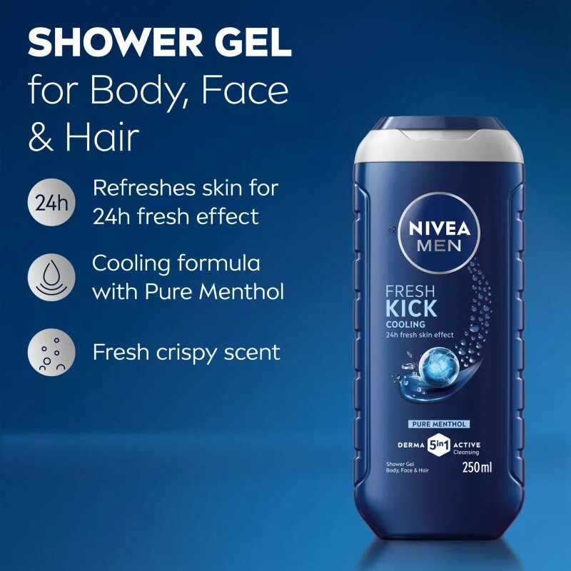 Nivea MEN Fresh Kick tusfürdő gél uraknak 250 ml