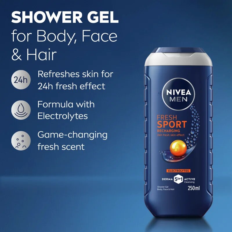 Nivea MEN Fresh Sport tusfürdő gél ásványi anyagokkal uraknak 250 ml
