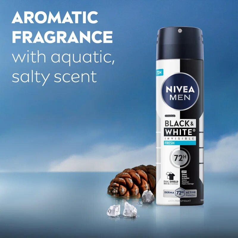 Nivea Men Invisible Black & White izzadásgátló spray Fresh 150 ml