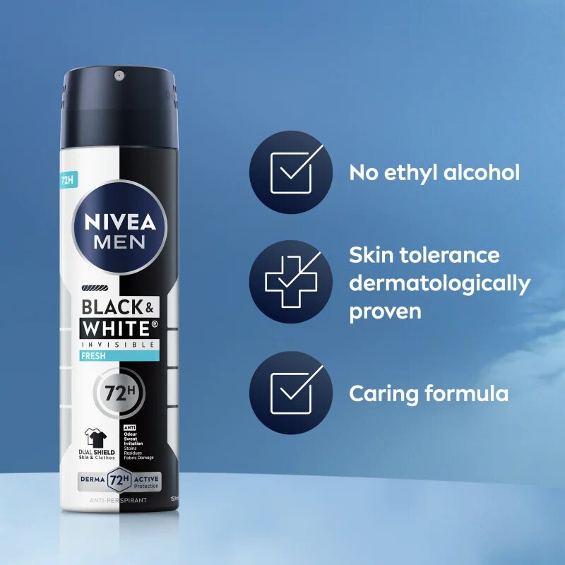 Nivea Men Invisible Black & White izzadásgátló spray Fresh 150 ml