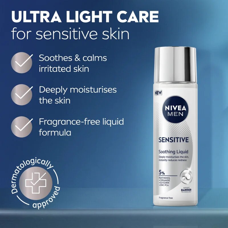 Nivea MEN Sensitive ultra könnyű fluid az arcbőr megnyugtatására 100 ml