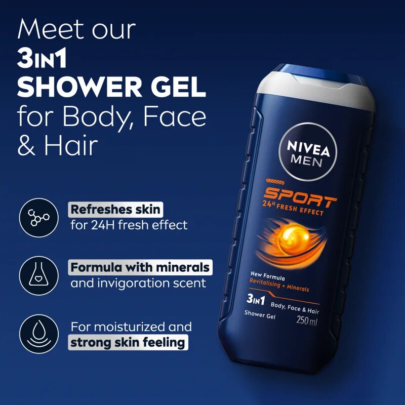 Nivea MEN Sport fürdőgél férfiaknak takarékos kiszerelés