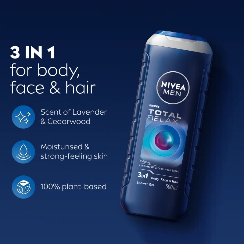 Nivea MEN Total Relax relaxáló tusfürdő gél 500 ml