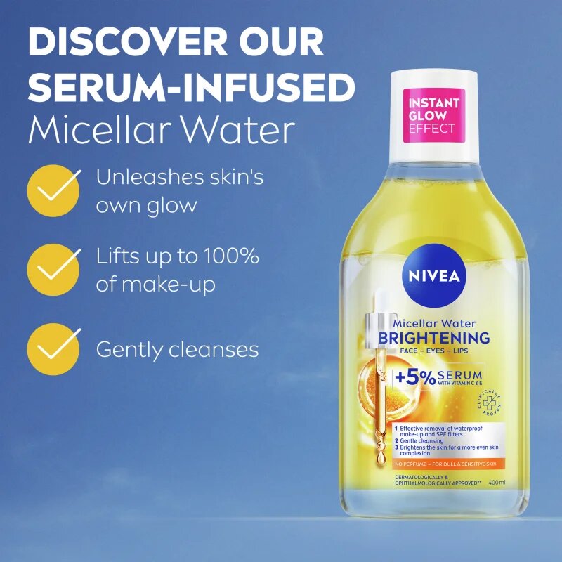 Nivea Micellar Brightening tisztító micellás víz az élénk bőrért 400 ml