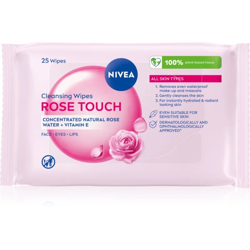 Nivea Micellar Rose Touch tisztító micellás kendőcskék az arcra 25 db