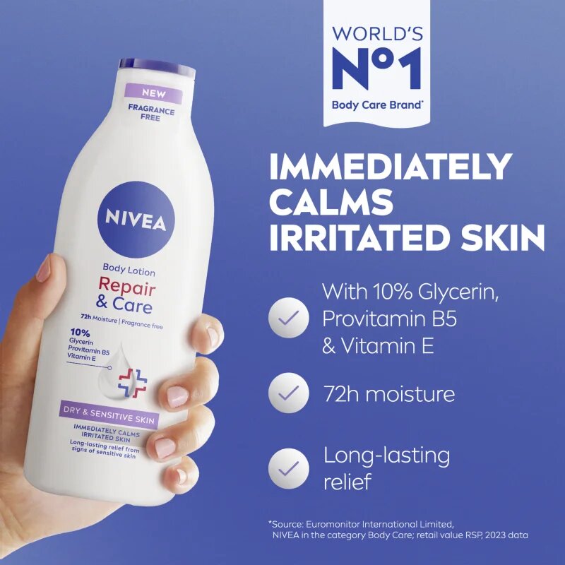 Nivea Repair & Care Sensitive nyugtató testápoló tej száraz és érzékeny bőrre 400 ml