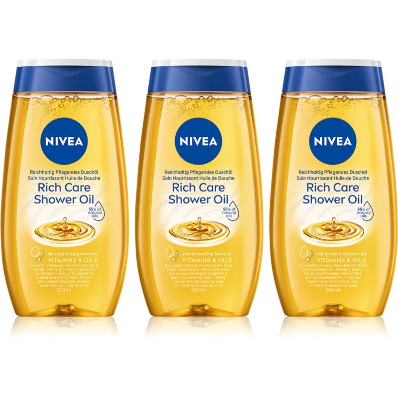 Nivea Rich Care tusoló olaj száraz bőrre 3 x 200 ml