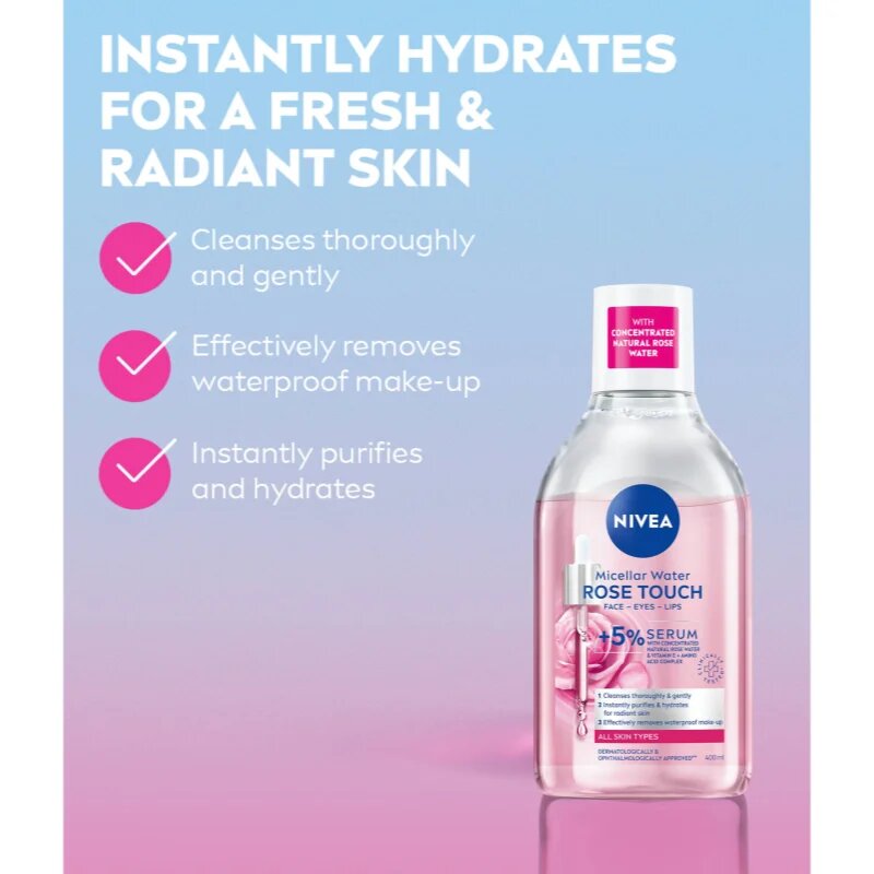Nivea Rose Touch kétfázisú micellás víz 400 ml
