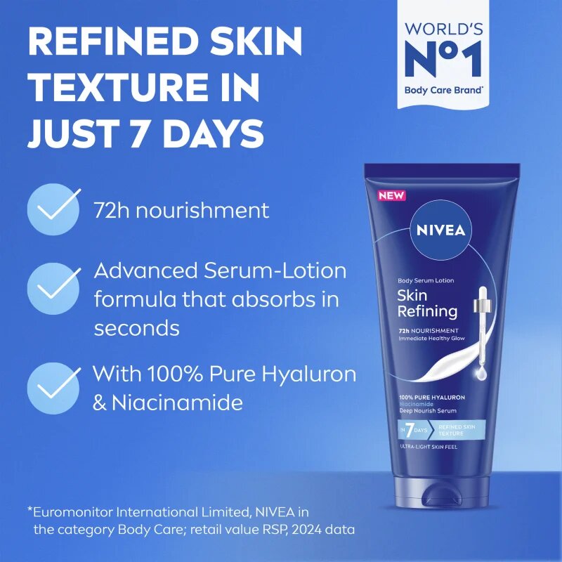 Nivea Skin Refining testápoló szérum a táplálásért és hidratálásért 200 ml