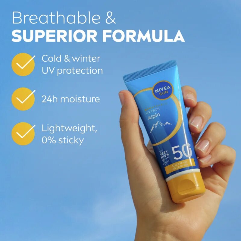 Nivea SUN Alpin napozó arckrém a hideg és a szél ellen SPF 50+ 40 ml