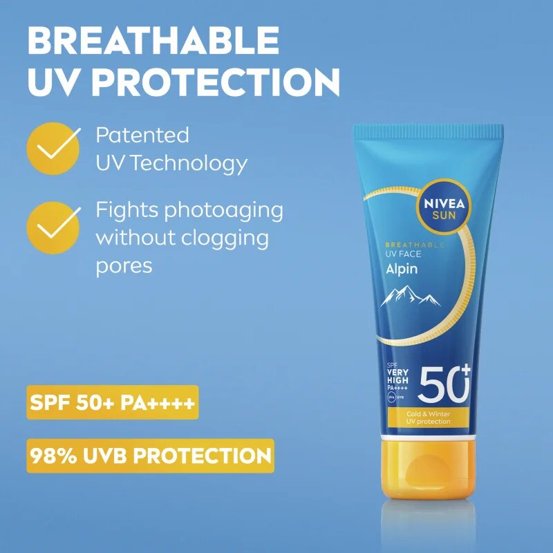 Nivea SUN Alpin napozó arckrém a hideg és a szél ellen SPF 50+ 40 ml