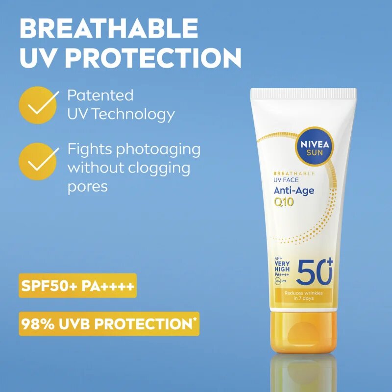 Nivea SUN Anti-Age Q10 napozó arckrém ránctalanító hatással SPF 50+ 40 ml