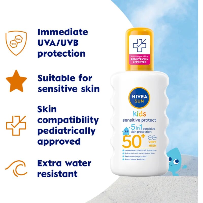 Nivea Sun Kids gyermek spray a napozáshoz SPF 50+ 200 ml