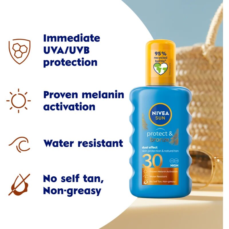 Nivea SUN Protect & Bronze intenzív napozó spray SPF 30 200 ml