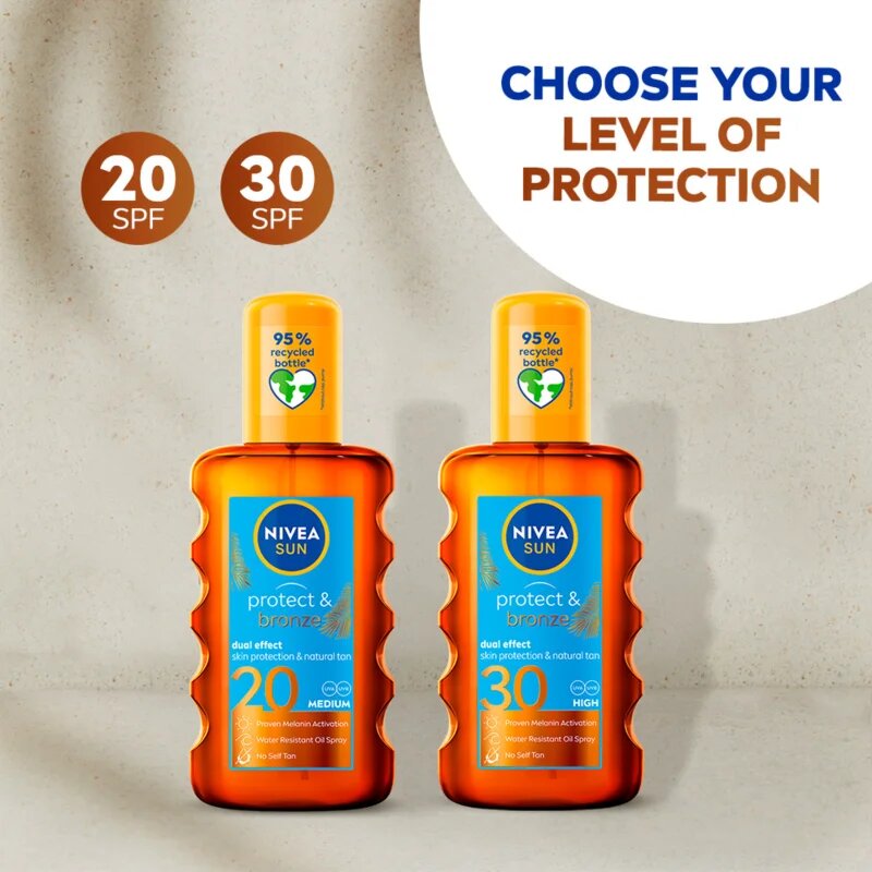Nivea SUN Protect & Bronze száraz olaj napozáshoz SPF 20 200 ml