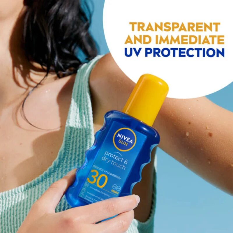 Nivea SUN Protect & Dry Touch láthatatlan napozó spray SPF 30 200 ml