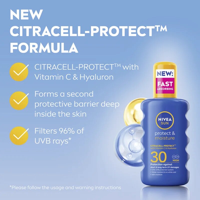 Nivea SUN Protect & Moisture hidratáló napozó spray SPF 30 200 ml