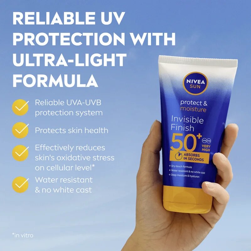 Nivea SUN Protect & Moisture hidratáló napozótej hialuronsavval SPF 50+ 150 ml
