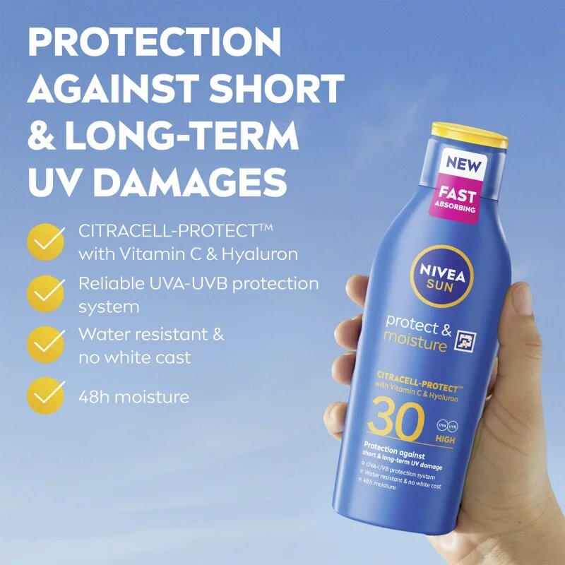 Nivea SUN Protect & Moisture hidratáló napozótej SPF 30 400 ml