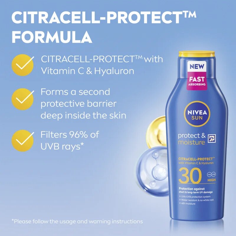 Nivea SUN Protect & Moisture hidratáló napozótej SPF 30 400 ml