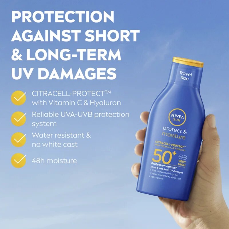 Nivea SUN Protect & Moisture hidratáló napozótej SPF 50+ 100 ml