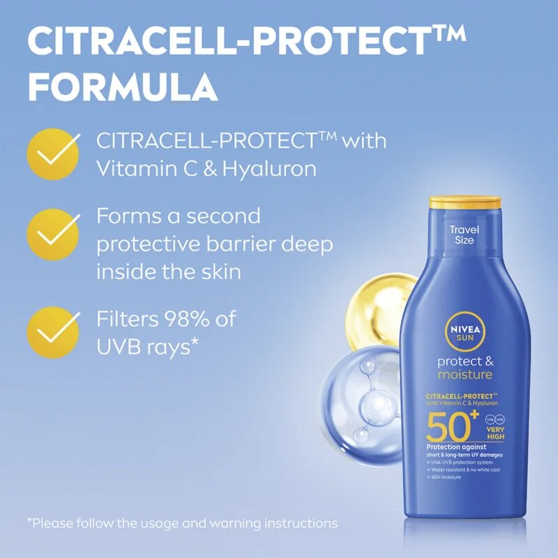 Nivea SUN Protect & Moisture hidratáló napozótej SPF 50+ 100 ml